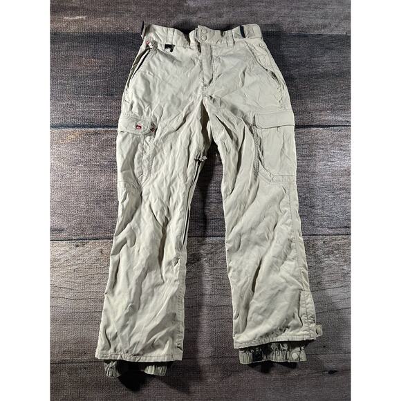 Quiksilver Mens Quiktech Snow Pants Small Tan 5000mm Snowboarding Adjustable - Picture 1 of 9